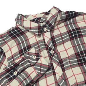 Faherty Plaid Button Down Women S Cream Red Black Organic Cotton Flannel Shirt
